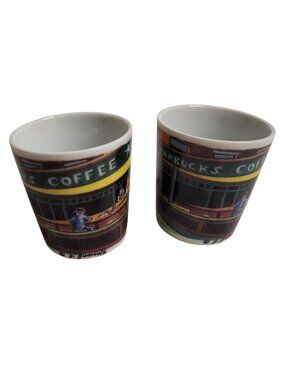Set of 2 Starbucks Chaleur Nighthawks Ceramic Espresso Shot Glasses